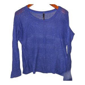 Absolutely Open Weave Sheer Knit Cerulean Blue Sweater Medium